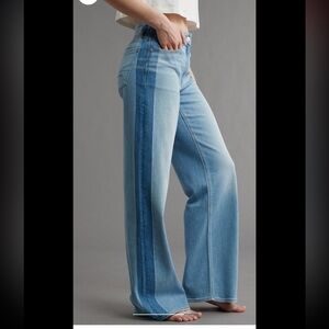 NWOT AE Dreamy Drape Stretch Side Stripe Super High-Waisted Baggy Wide-Leg Jean